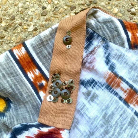 Anthro Tiny Tribal Indian Beaded Cowl Neck Top Size S - Picture 4 of 11